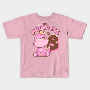 This Princess is 8 Girls 8th Birthday Pink Dinosaur Party Kids T-Shirt